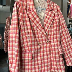 Zara Pink and White Plaid Blazer ‎✿ܓNew With Tags, Soft/Heavy